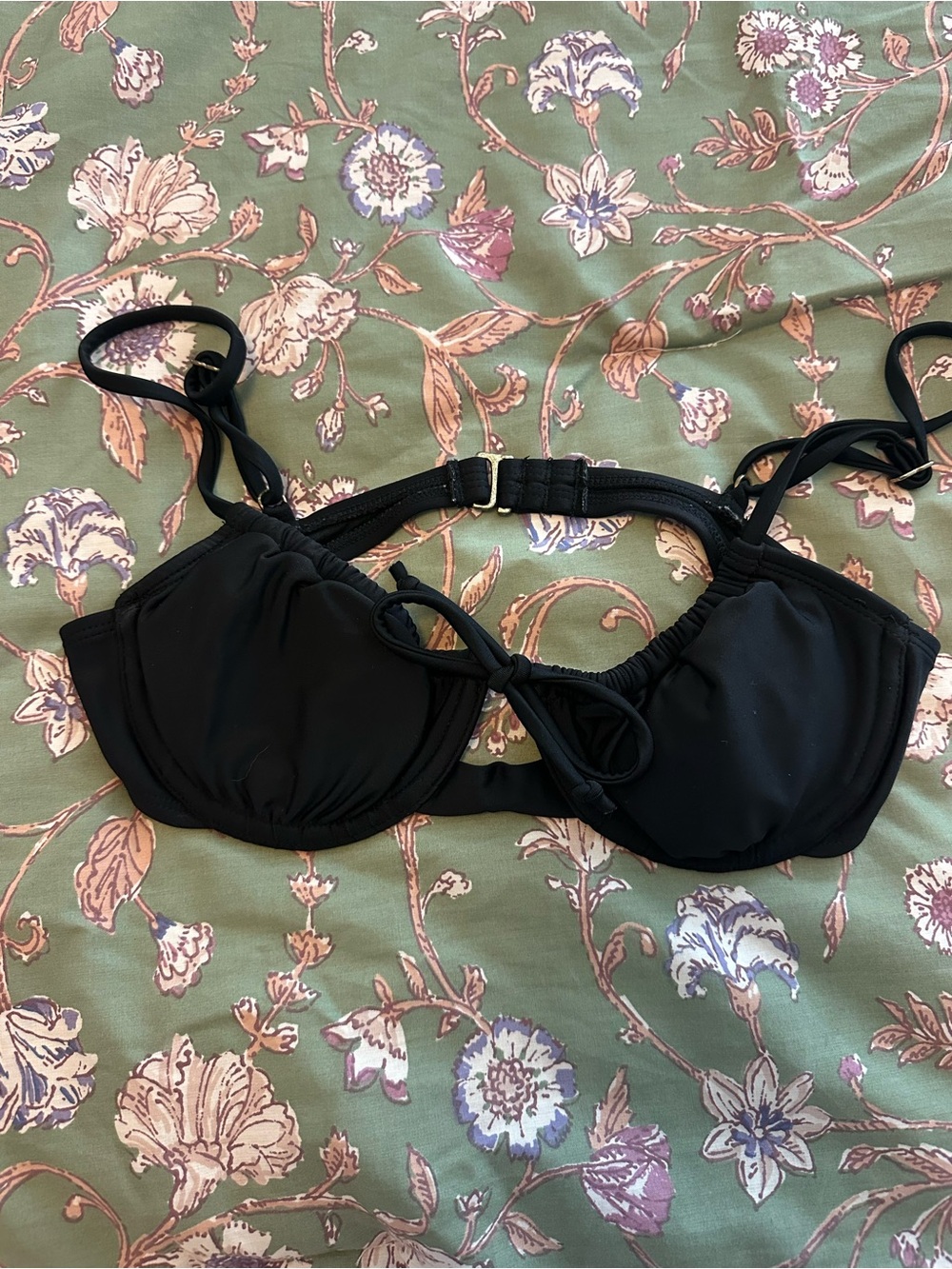 Xhilaration Black Underwire Bikini Top with Front Tie